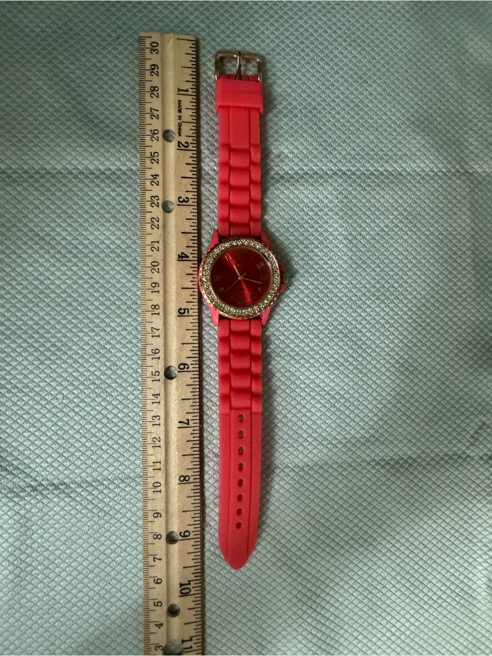 Charming Charlie Hot Pink Silicone Crystal Accent Women’s Watch